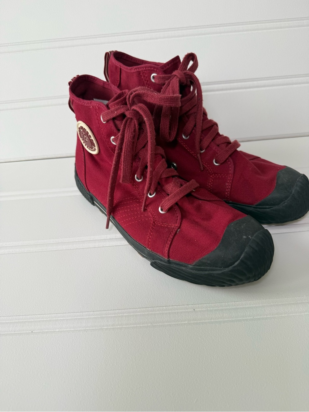 PF Flyers Grounder II Red High Top Canvas Sneakers Lace Shoes Men 10 Women 11.5